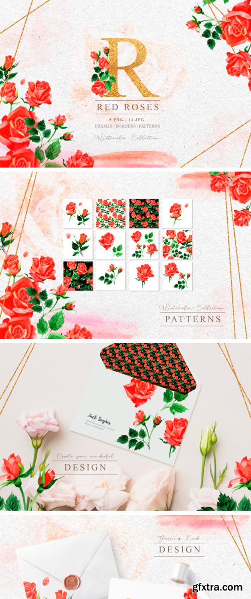 R-rose PNG Watercolor Set