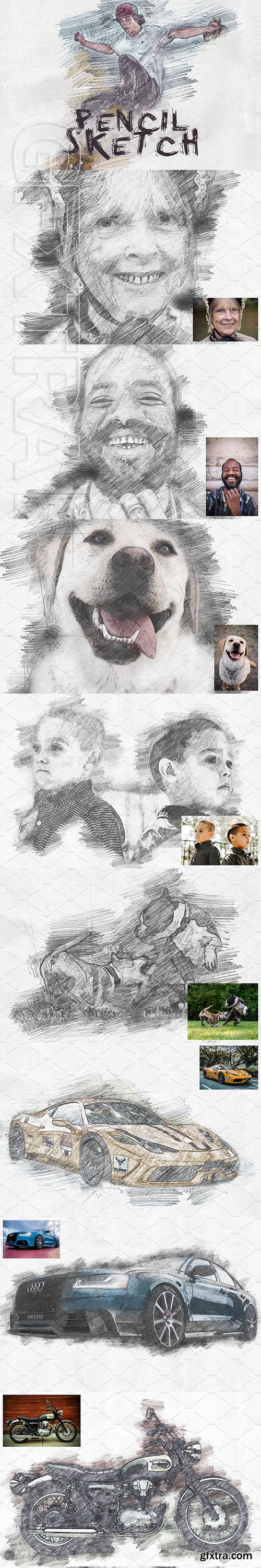 CreativeMarket - Pencil Sketch Photoshop Action 3131294