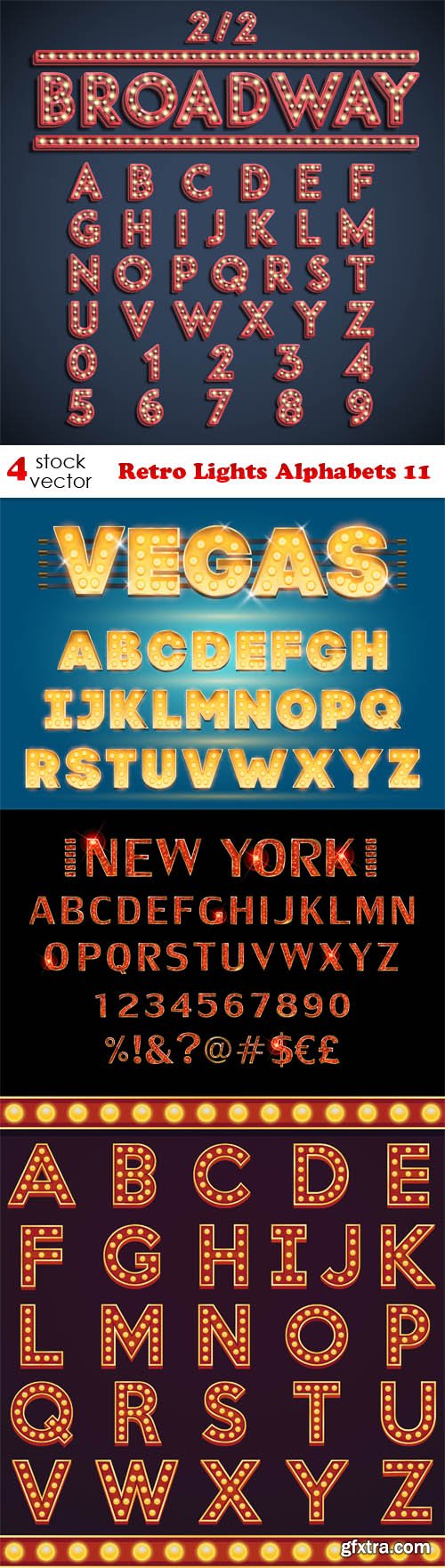 Vectors - Retro Lights Alphabets 11