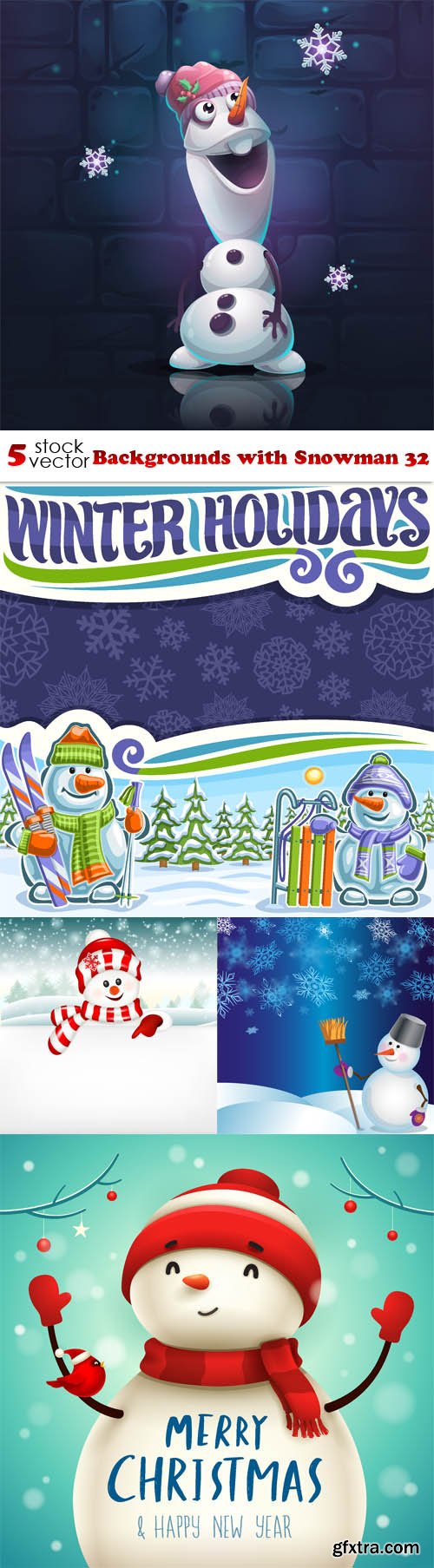 Vectors - Backgrounds with Snowman 32