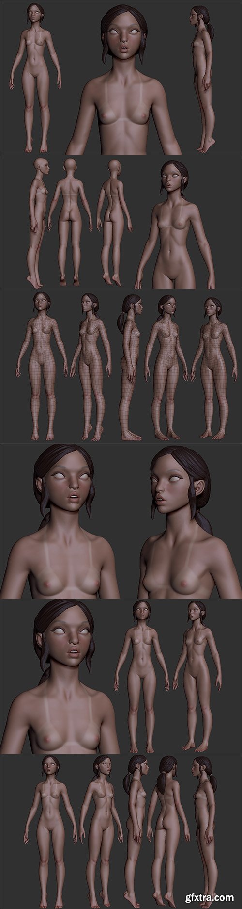 Cubebrush - Petite Woman high poly and base