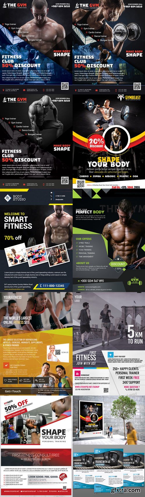 8 Fitness/Gym/Health/Sport PSD Flyer Template Collection