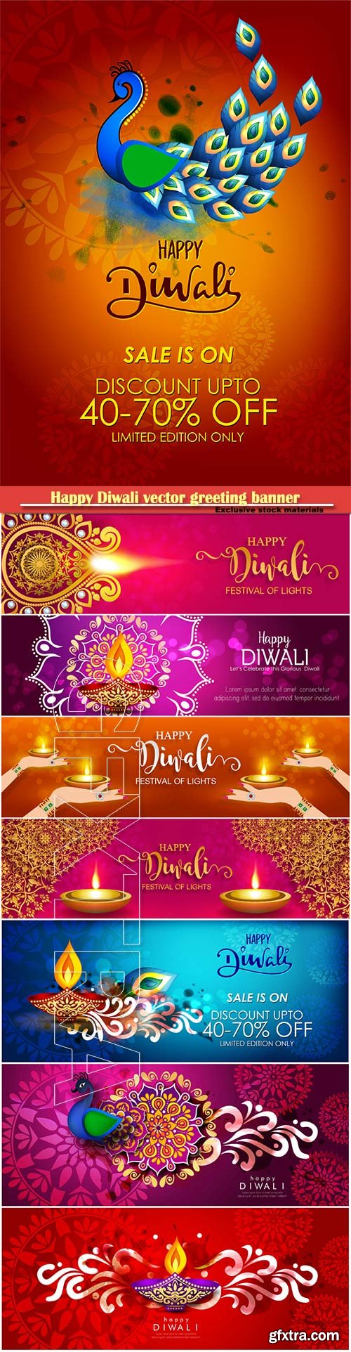 Happy Diwali vector greeting banner design