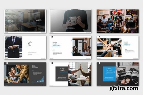 mdrn business multipurpose Powerpoint Keynote and Google Slide Templates