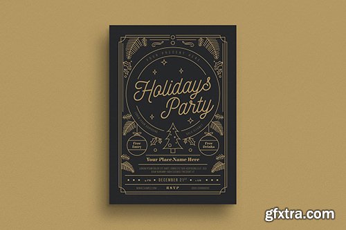 Gold Holiday Party Flyer