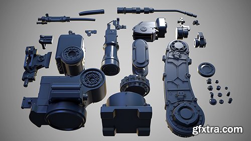 Cubebrush - Industrial Robotic Arm Kitbash - Hires