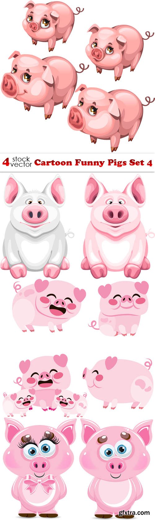 Vectors - Cartoon Funny Pigs Set 4