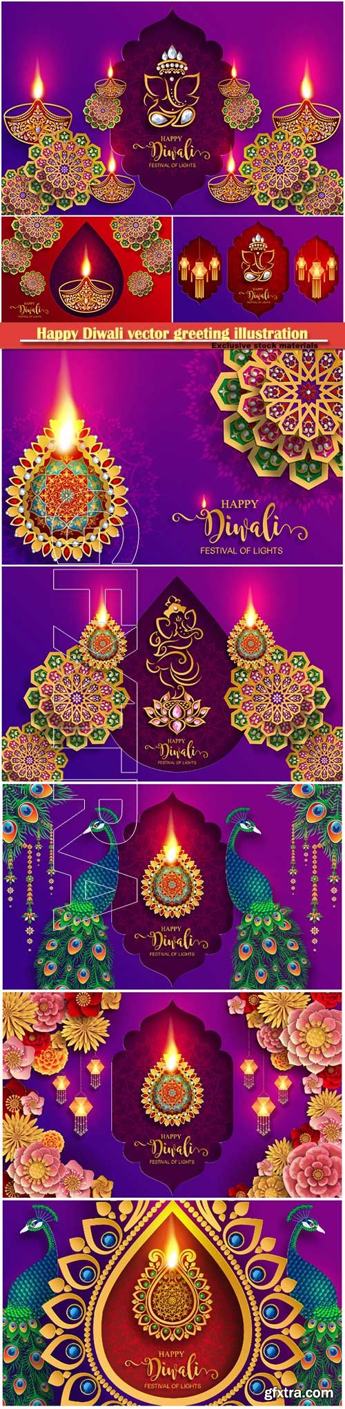 Happy Diwali vector greeting illustration template