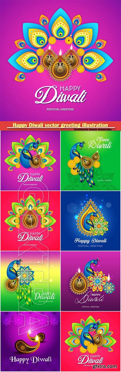 Happy Diwali vector greeting illustration