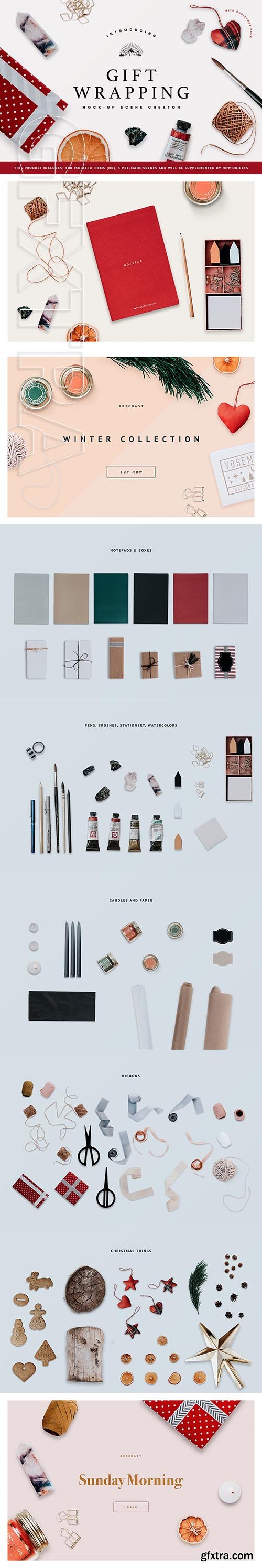 CreativeMarket - Gift Wrapping Mock-Up Scene Creator 3103222