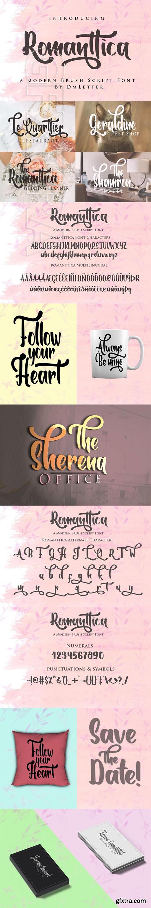 Romanttica - Modern Script Brush Font