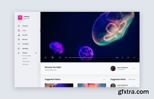 inMusic App UI Kit Web Template - Video Player