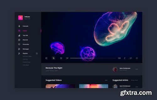 inMusic App UI Kit Web Template - Video Player