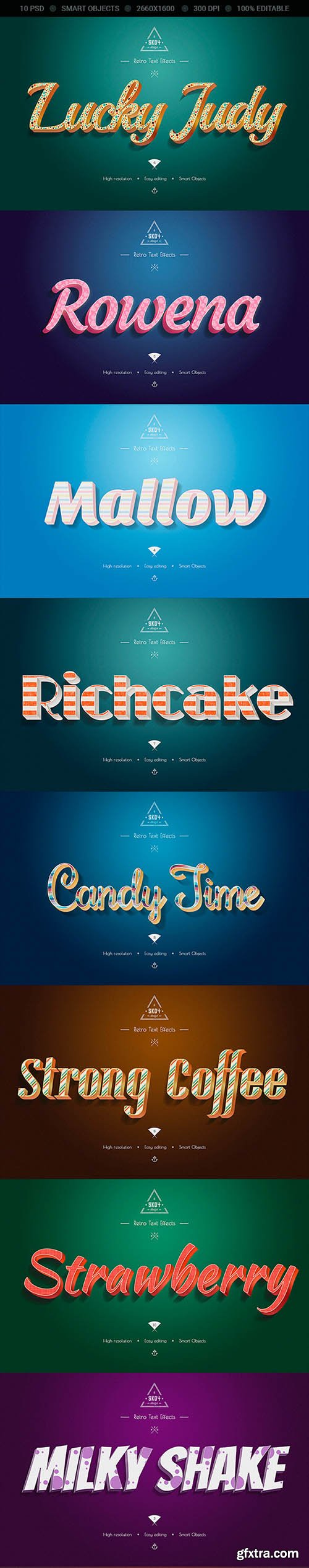 Graphicriver Retro Colorful Text Effects - 10 PSD 9860903