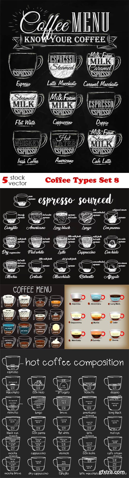 Vectors - Coffee Types Set 8