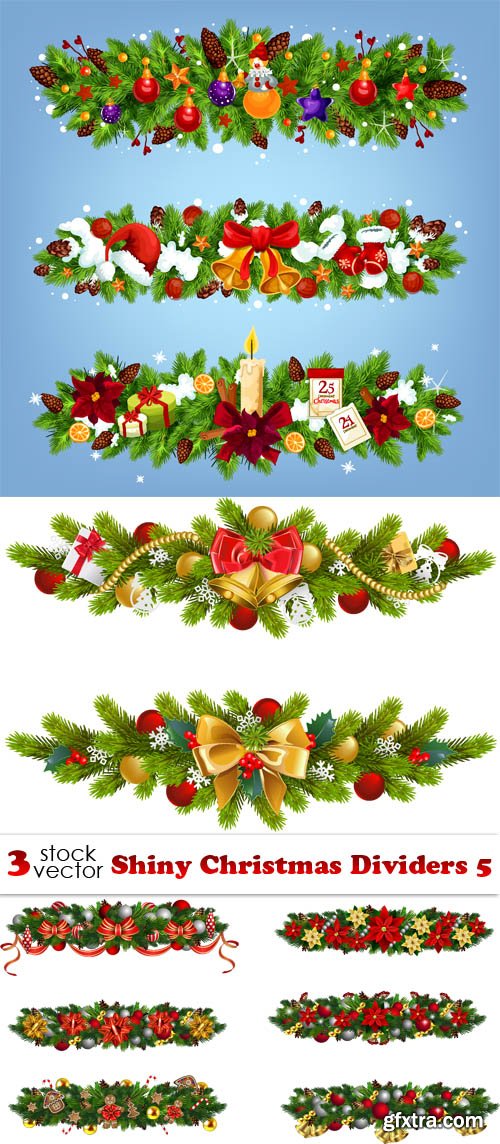 Vectors - Shiny Christmas Dividers 5