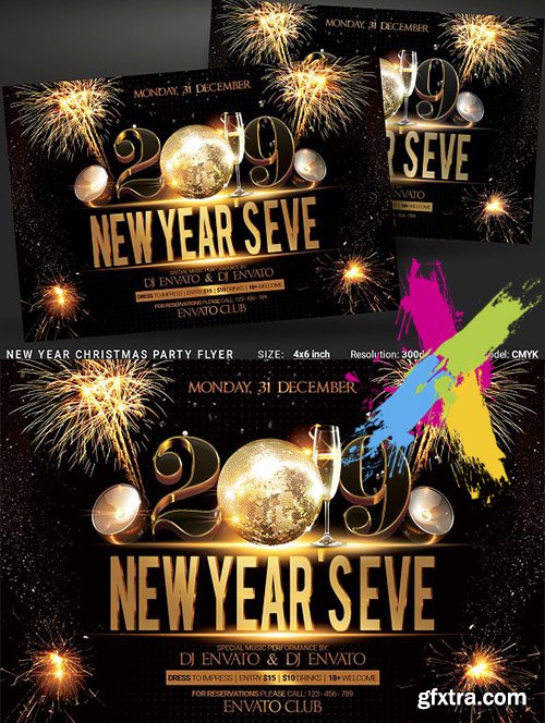 CreativeMarket - New Year Christmas Party Flyer 3189709