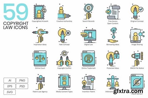 59 Intellectual Property Law Icons