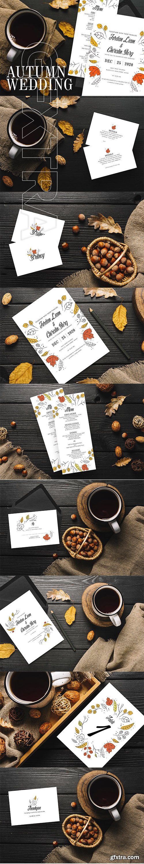 CreativeMarket - Autumn Wedding Suite Ac.125 3183444