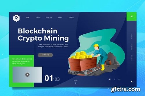 Bitcoin Mining Web Header PSD & Vector Template