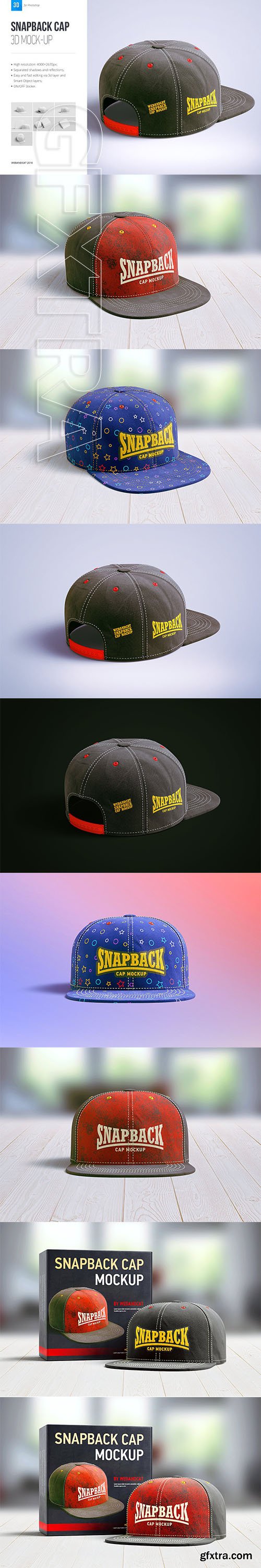 CreativeMarket - Snapback Cap 3d Mockup 2792440