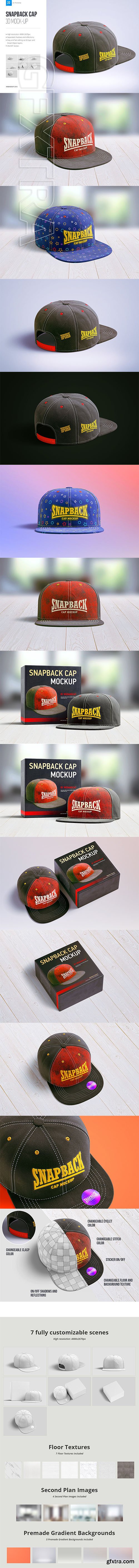 CreativeMarket - Snapback Cap 3d Mockup 2792440