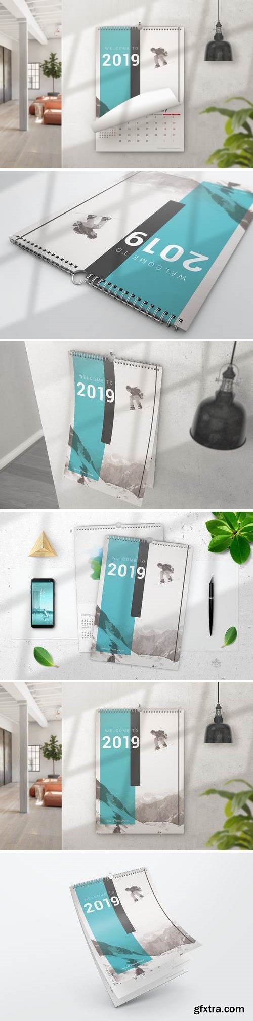 Wall Spiral Calendar Mockups