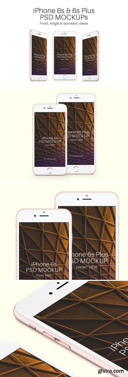 iPhone 6s & 6s Plus Rose Gold PSD Mockups