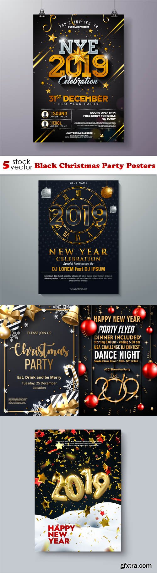 Vectors - Black Christmas Party Posters