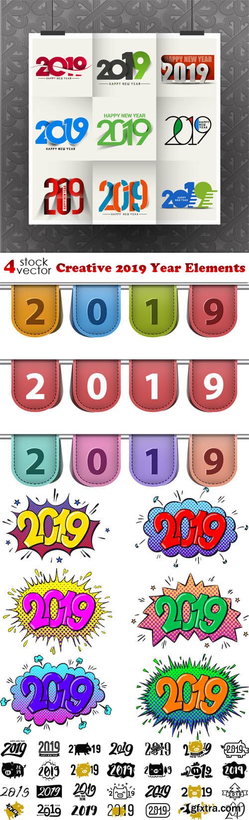 Vectors - Creative 2019 Year Elements