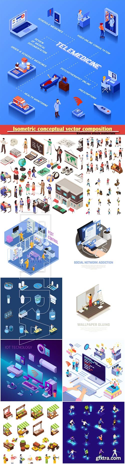 Isometric conceptual vector composition, infographics template # 60