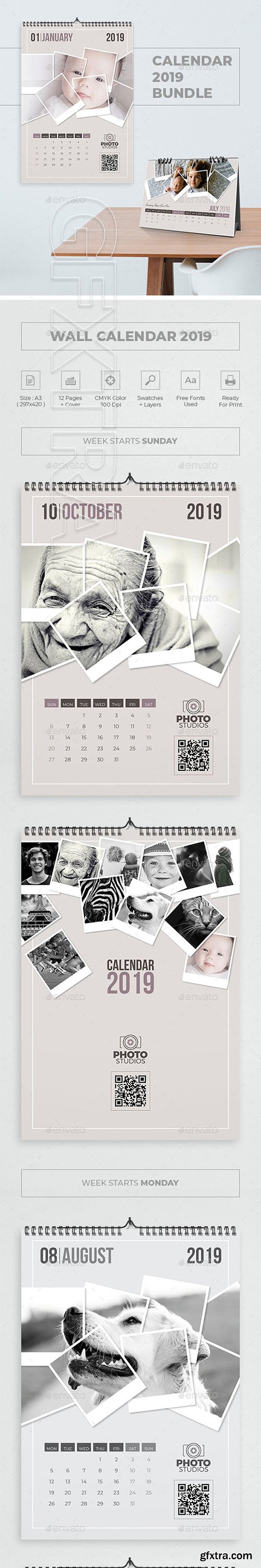 GraphicRiver - Calendar 2019 Polaroid Photo Bundle 4 22842432