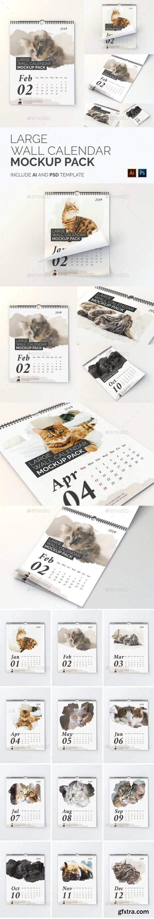 Graphicriver Large Wall Calendar Mockup Pack 22857806