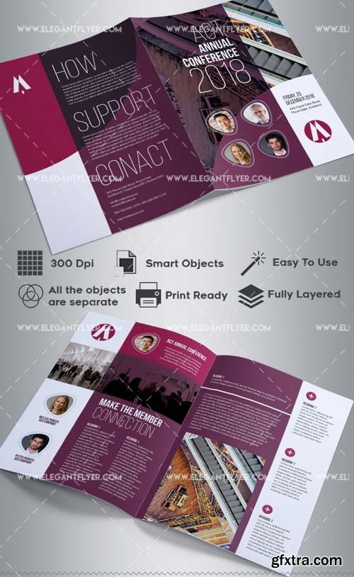 Annual Conference V1 2018 Bi-Fold Brochure PSD Template