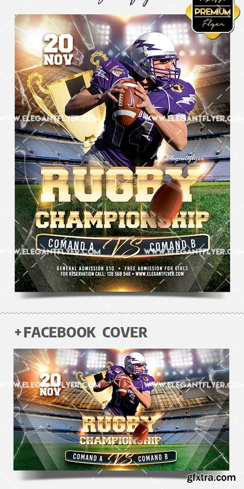 Rugby Game V15 2018 Flyer PSD Flyer Template