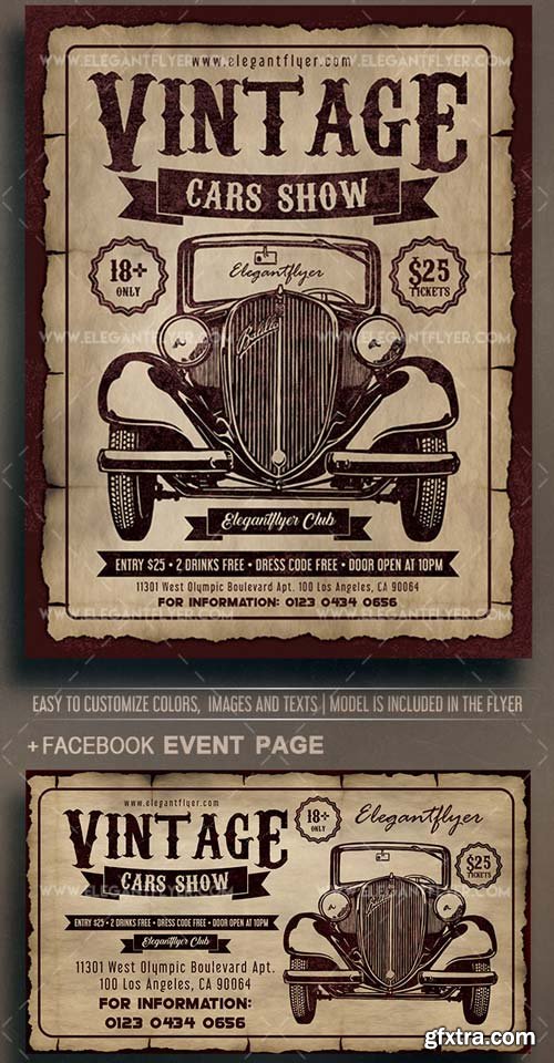 Vintage Cars Show V5 2018 Flyer PSD Template