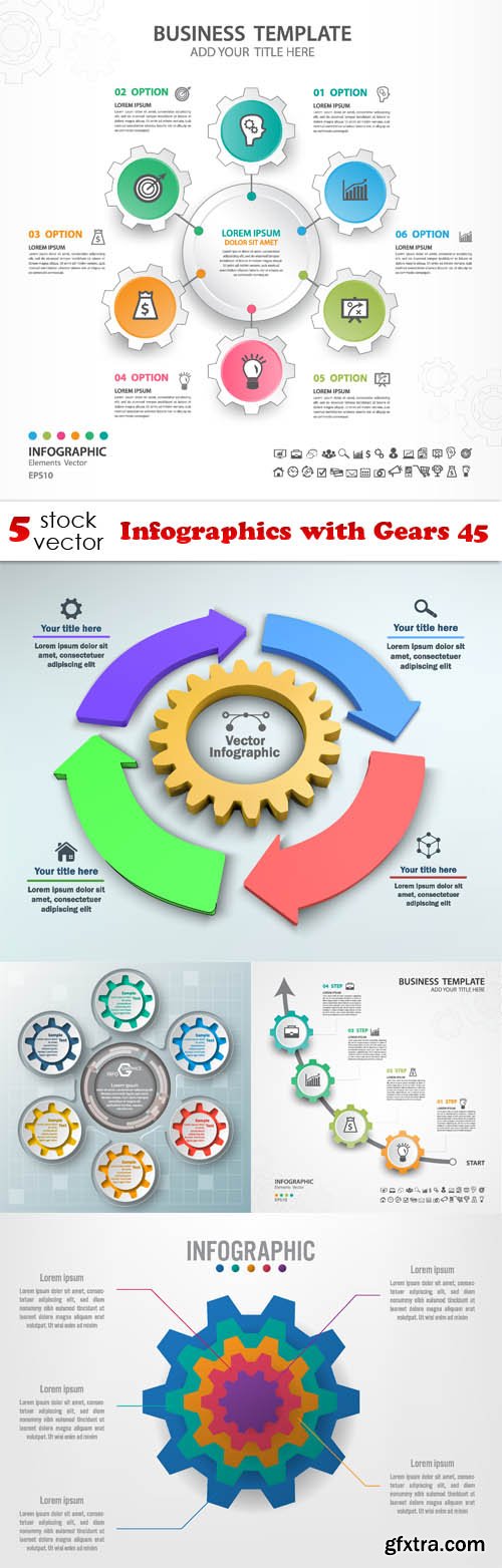 Vectors - Infographics with Gears 45