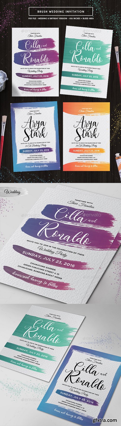 Graphicriver - Brush Wedding Invitation 18599714