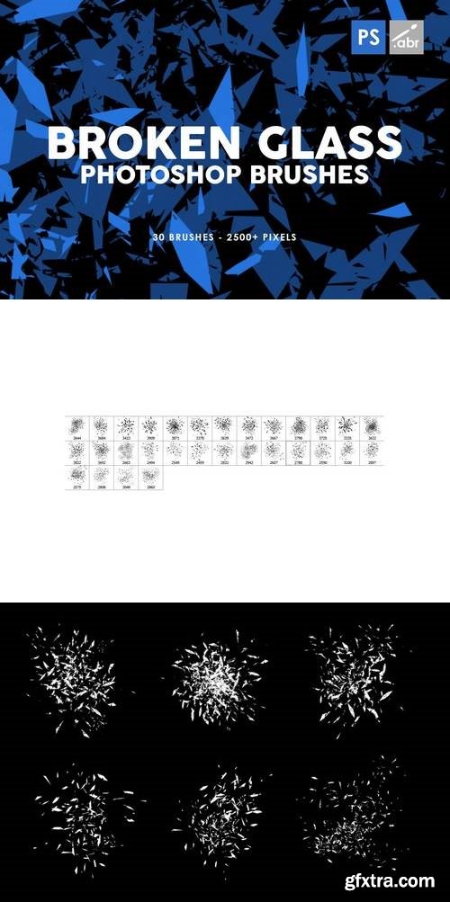 30 Broken Glass Photoshop Stamp Brushes Vol. 1