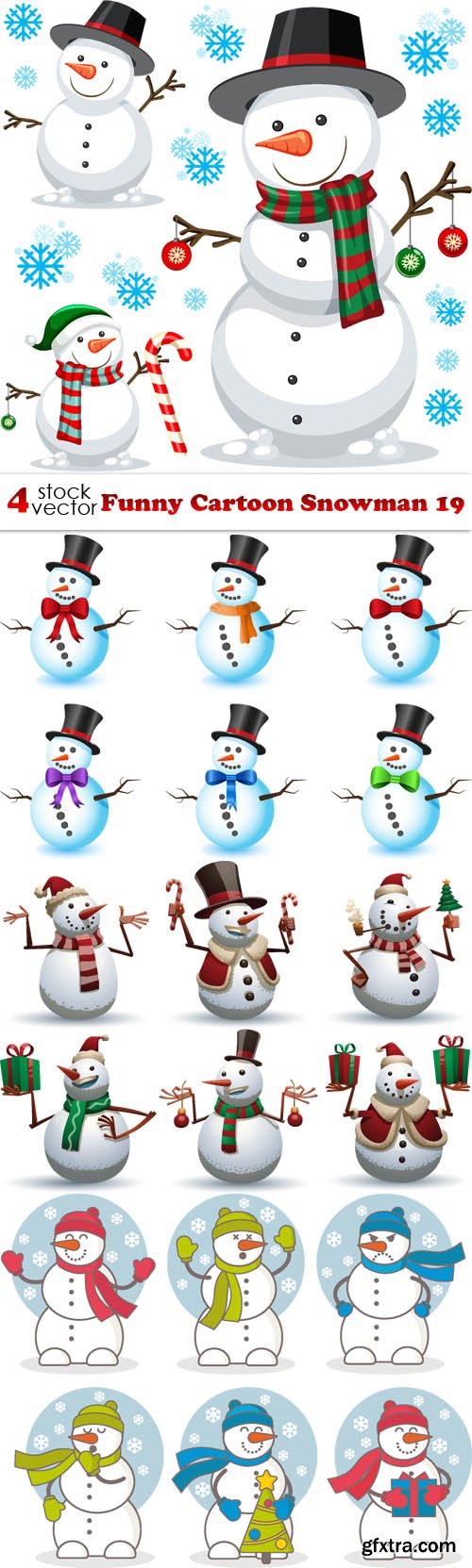 Vectors - Funny Cartoon Snowman 19