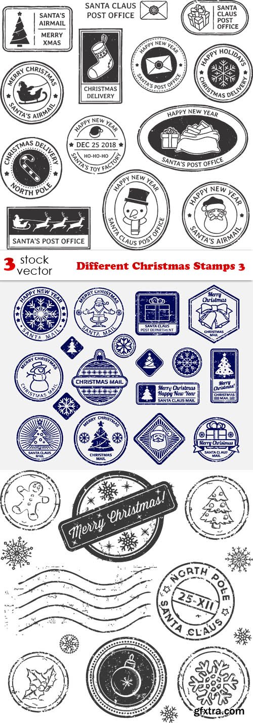 Vectors - Different Christmas Stamps 3