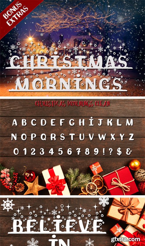 Fontbundles - Christmas Mornings Font with Bonus Extras 156824