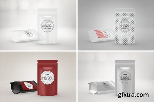 Clear or Foil Stand Up Pouches Packaging Mockup