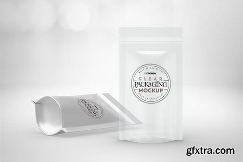 Clear or Foil Stand Up Pouches Packaging Mockup