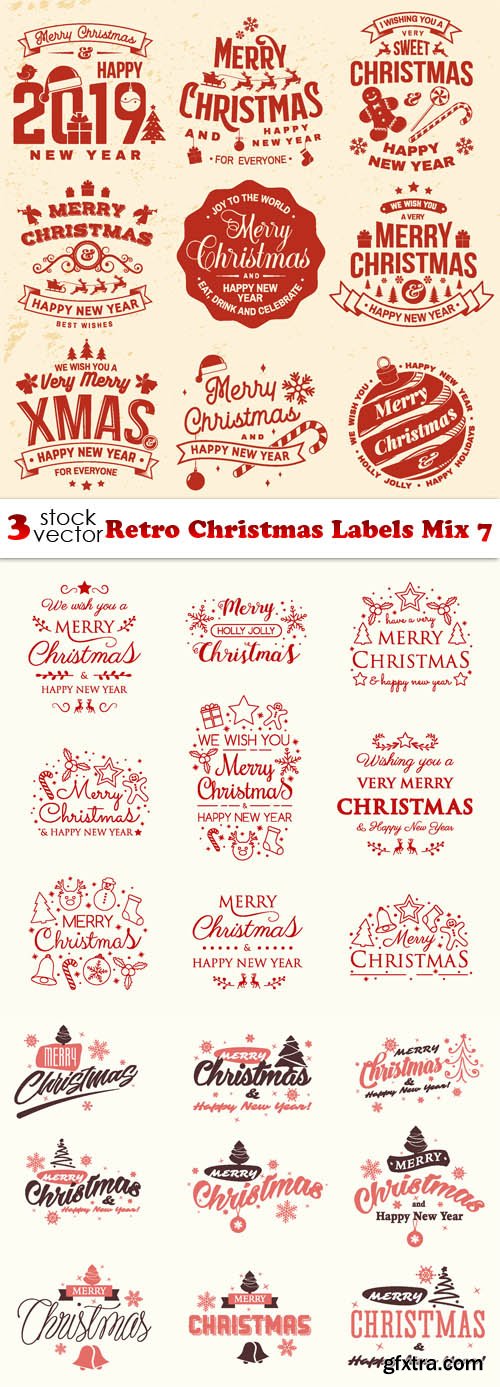 Vectors - Retro Christmas Labels Mix 7