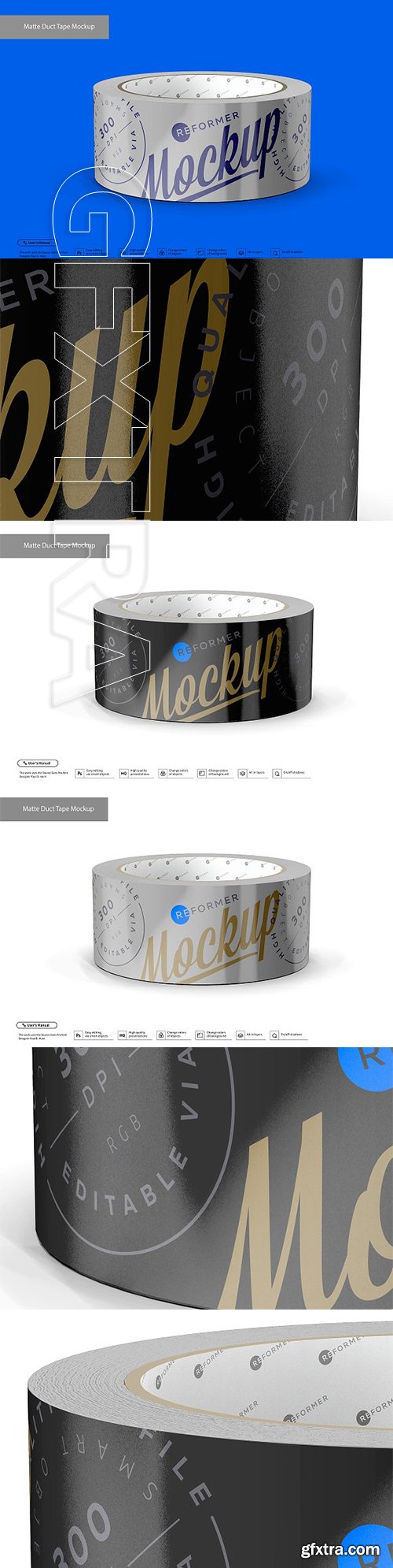 CreativeMarket - Matte Metallic Duct Tape Mockup 3202473