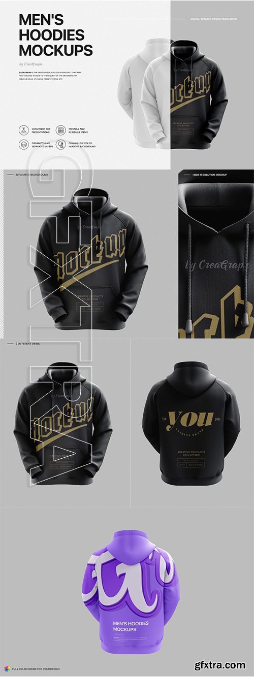 CreativeMarket - Mens Hoodie Mockup Set 3137798