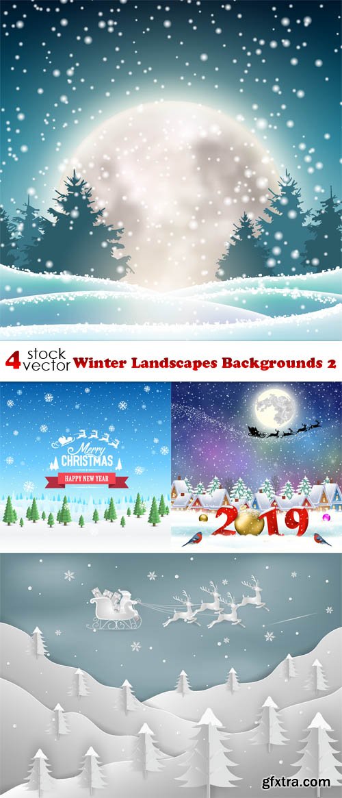 Vectors - Winter Landscapes Backgrounds 2