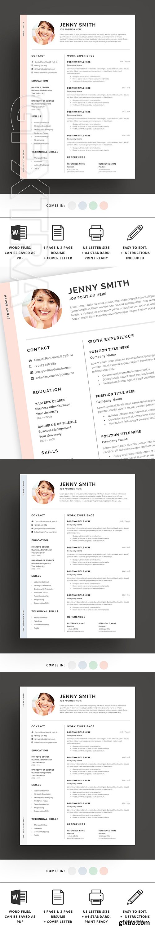 CreativeMarket - Resume Template Word Modern Clean CV 2684486