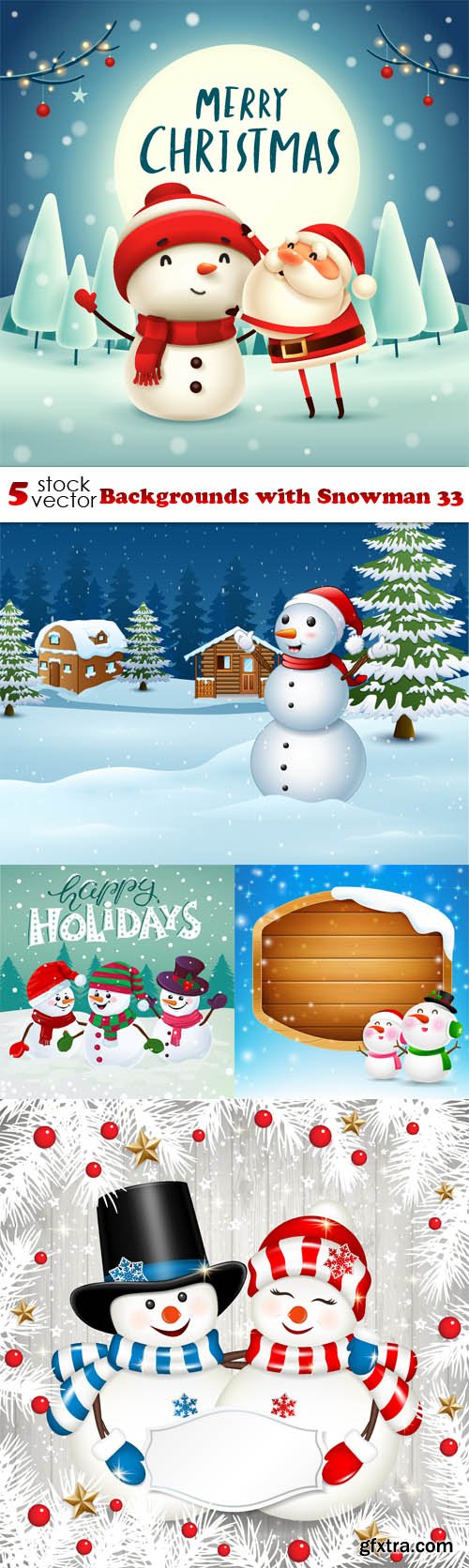 Vectors - Backgrounds with Snowman 33